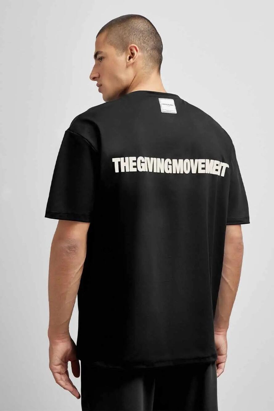 THE GIVING MOVEMENT T-Shirt Mens Size 2XL/3XL Black Sustainable Stretch Casual